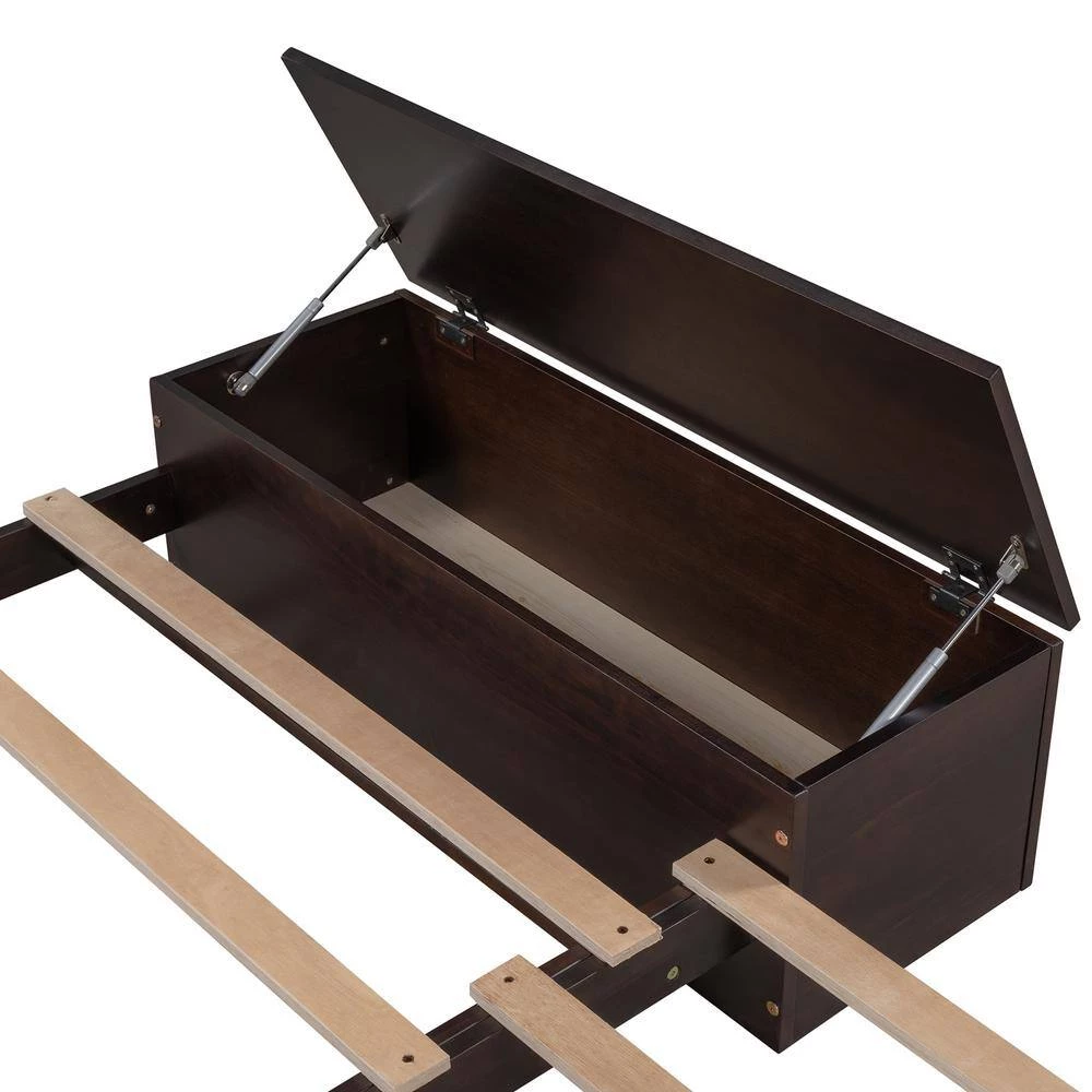 Espresso Twin Size Loft Bed Wood Bed with Convertible Lower Bed, Storage Drawer and Shelf by GODEER - Image 10