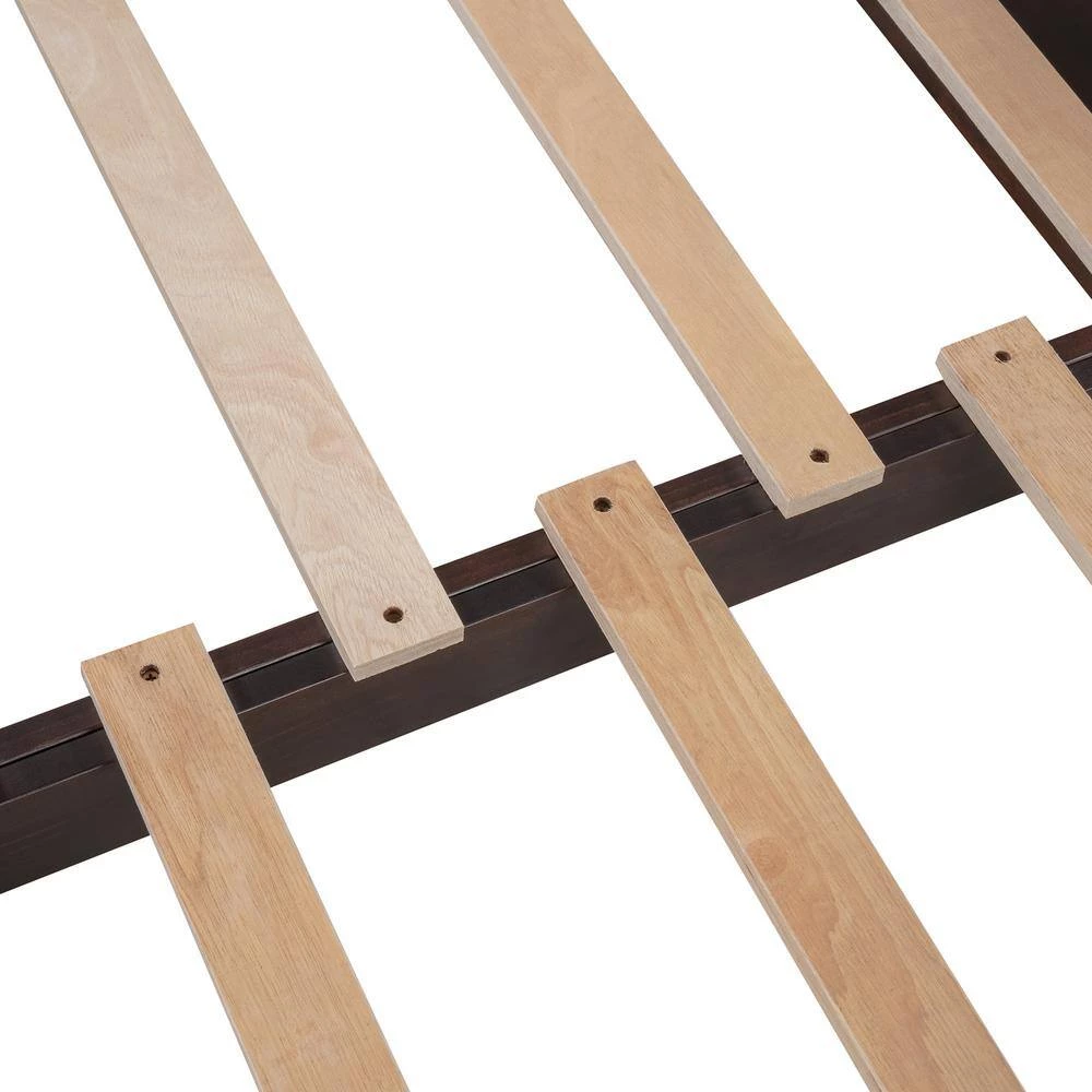 Espresso Twin Size Loft Bed Wood Bed with Convertible Lower Bed, Storage Drawer and Shelf by GODEER - Image 8