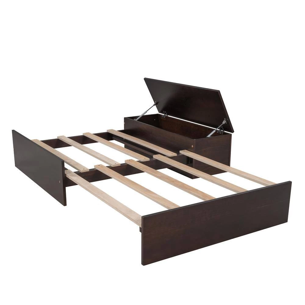 Espresso Twin Size Loft Bed Wood Bed with Convertible Lower Bed, Storage Drawer and Shelf by GODEER - Image 11