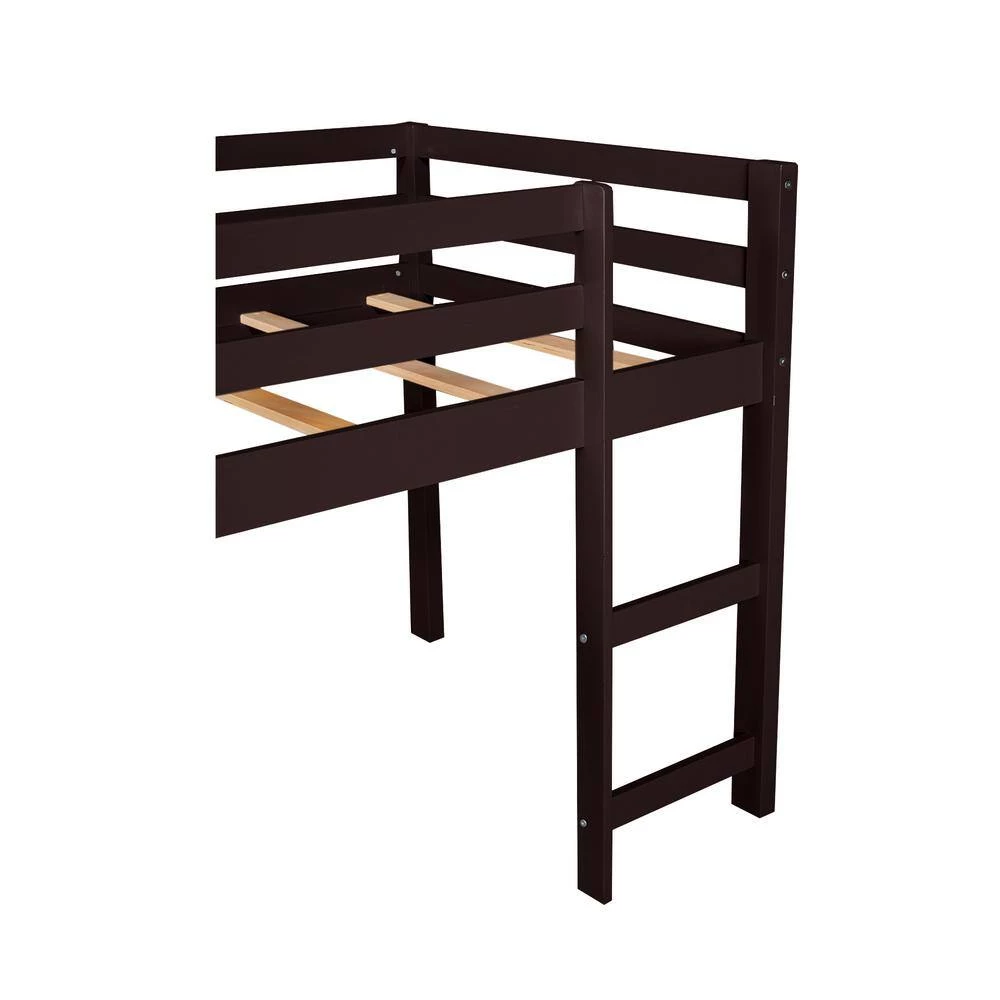 Espresso Twin Loft Bed with Slide, Multifunctional Design by GODEER - Image 8