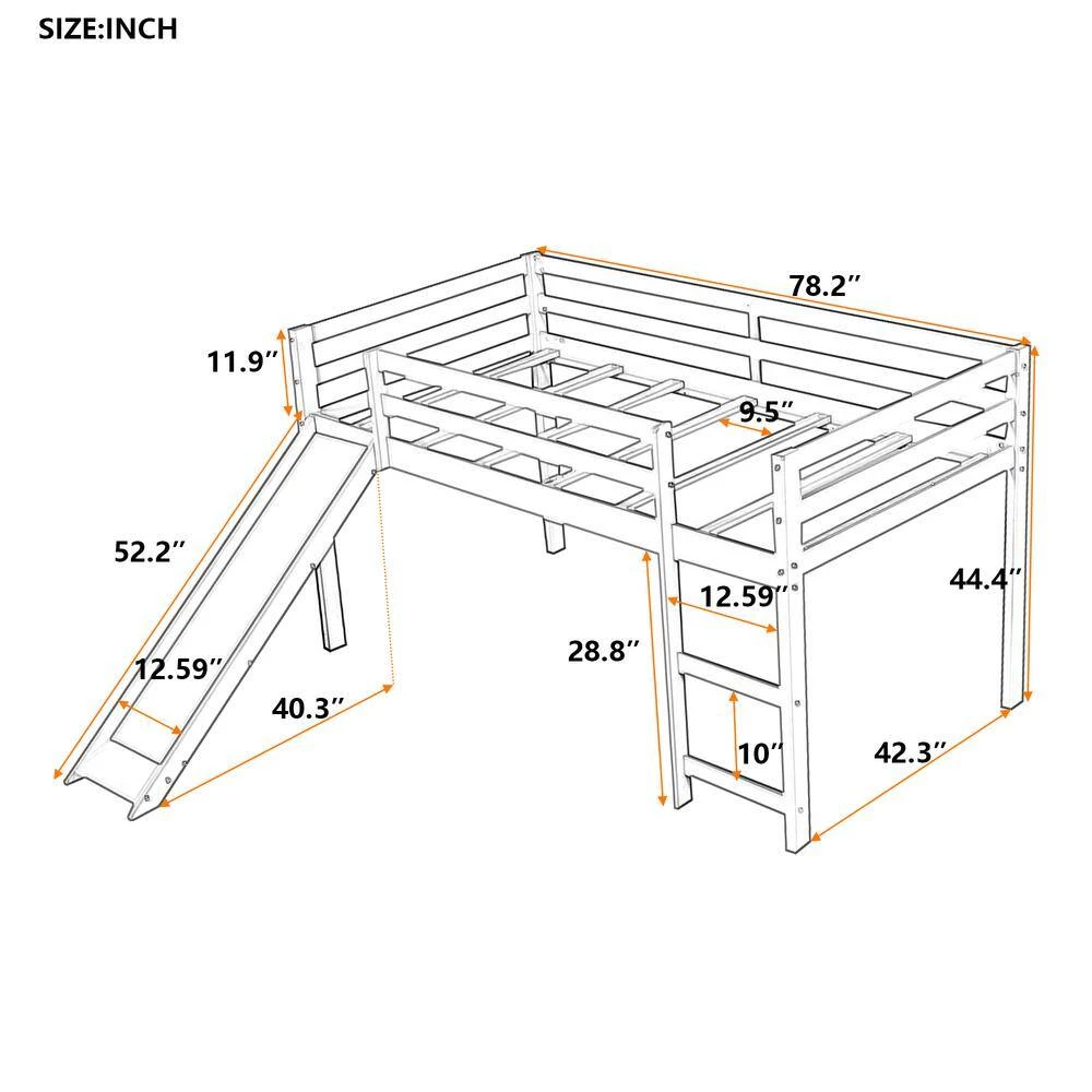 Espresso Twin Loft Bed with Slide, Multifunctional Design by GODEER - Image 5