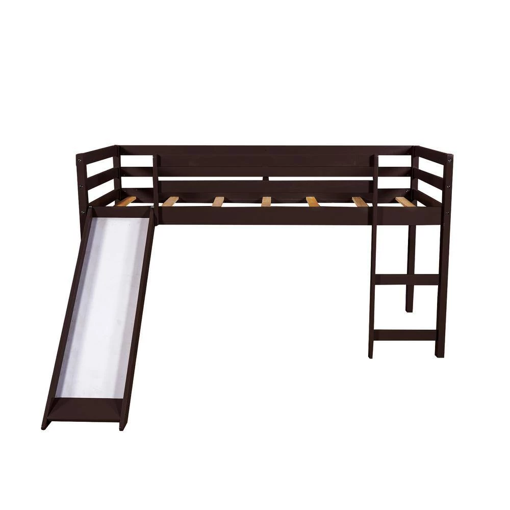 Espresso Twin Loft Bed with Slide, Multifunctional Design by GODEER - Image 6