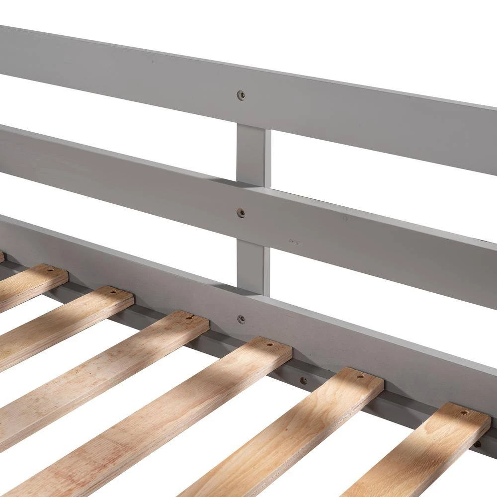 Gray Full and Twin Size L-Shaped Bunk Bed with Slide and Short Ladder by GODEER - Image 8