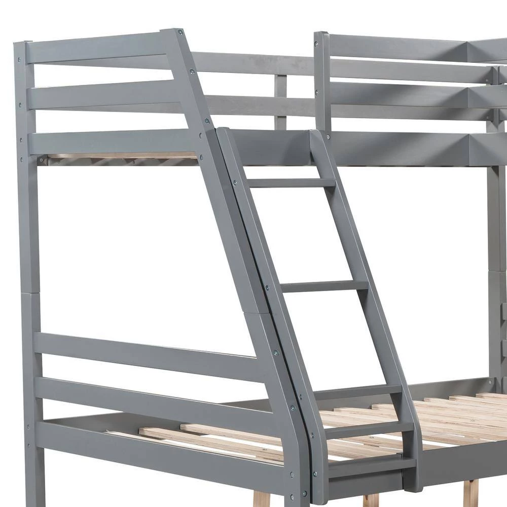 Gray L-Shaped Twin Over Full Bunk Bed and Twin Size Loft Bed with Built-in. Desk by GODEER - Image 6