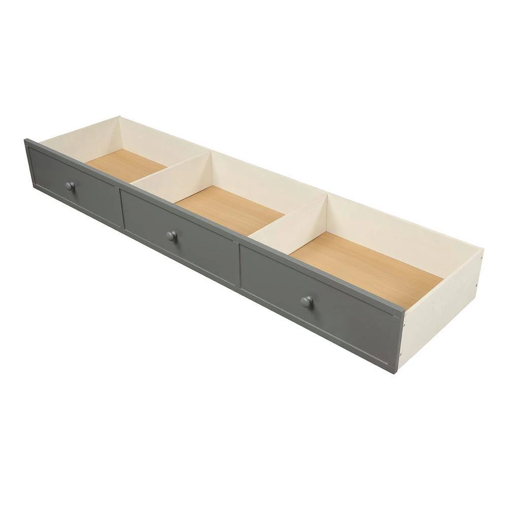 Gray Stairway Twin over Full Bunk Bed with Drawer, Storage and Guard Rail for Bedroom, Dorm, for Adults by GODEER - Image 8