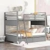Gray Full over Full Wood Bunk Bed with 2-Drawers by GODEER
