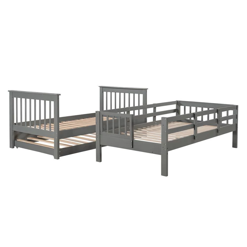 Gray Stairway Twin over Twin Bunk Bed with Twin Size Trundle for Bedroom, Dorm, Adults by GODEER - Image 4