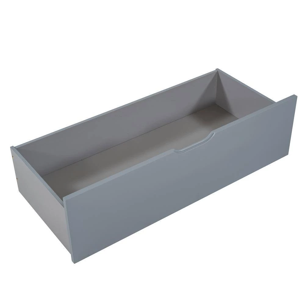 Gray Twin Over Twin Bunk Bed with 2-Drawers, 1 Storage Box, 1 Shelf, Window and Roof by GODEER - Image 11