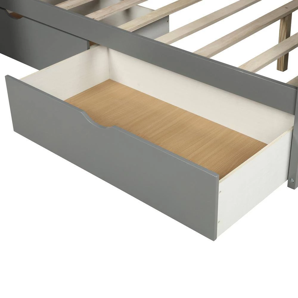 Gray Twin over Full Bunk Bed with Drawers, Storage and Slide, Multifunction by GODEER - Image 8