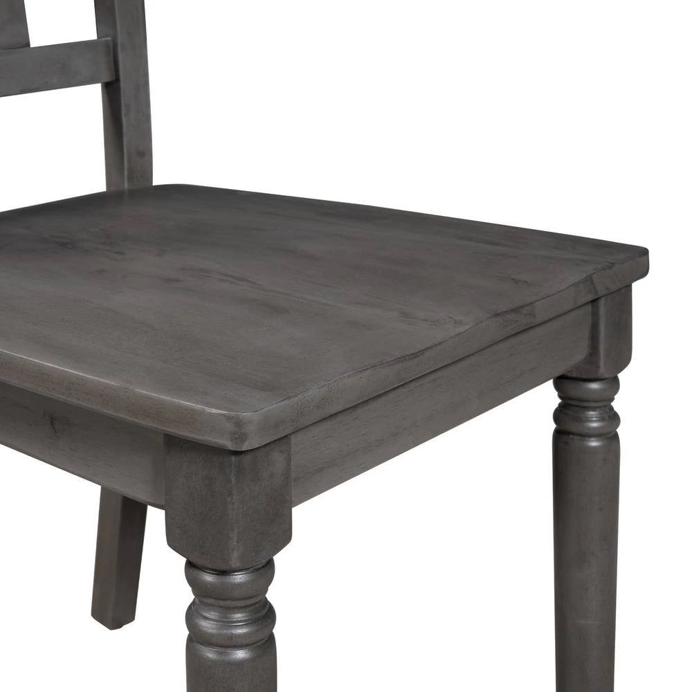 Classic 6-Piece Rectangle MDF Top Gray Dining Table Set with 4 Chairs, 1 Bench Set of 6 by GODEER - Image 8