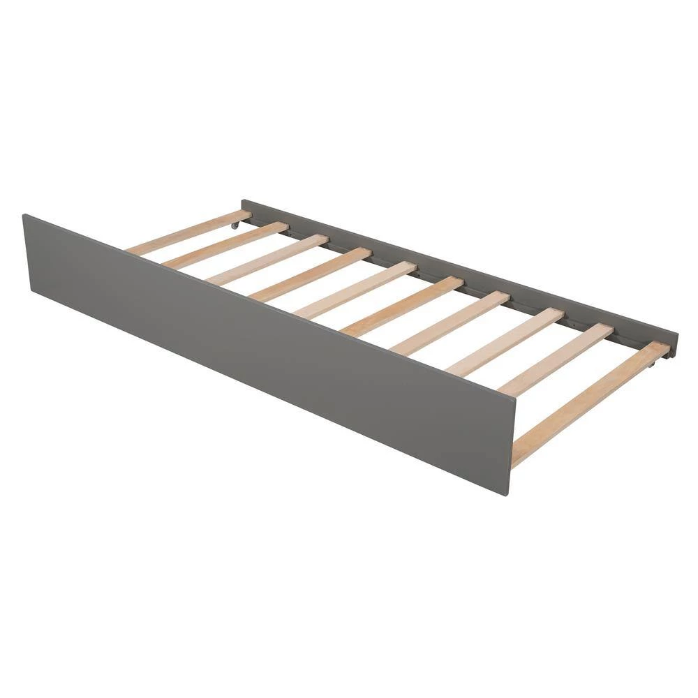 Gray Twin Size House Bed Wood Bed with Twin Size Trundle by GODEER - Image 8