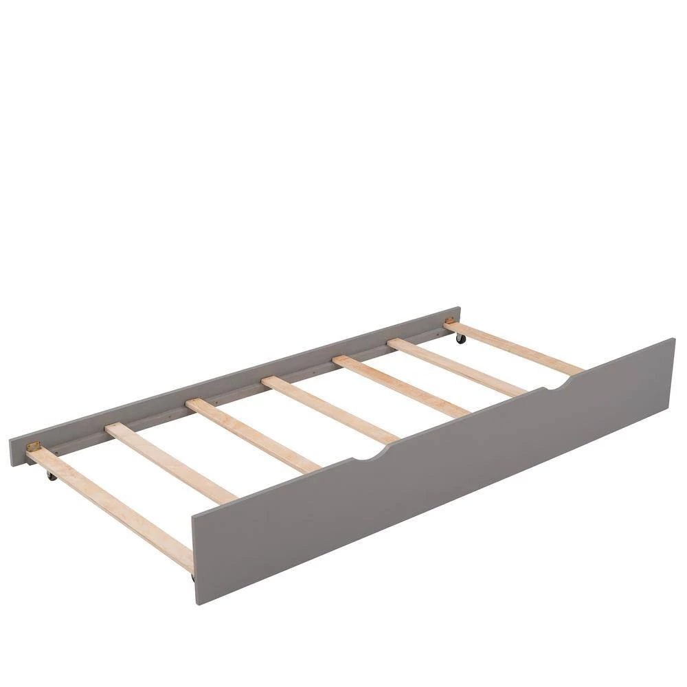 Gray Full Size Wooden House. Bed with Twin Size Trundle by GODEER - Image 10