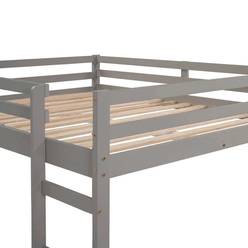 Gray Loft Bed with Slide, Multifunctional Design by GODEER - Image 8