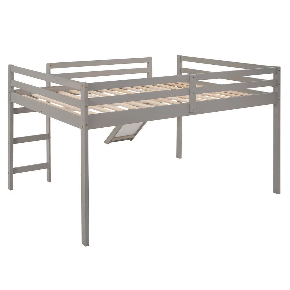 Gray Loft Bed with Slide, Multifunctional Design by GODEER - Image 3