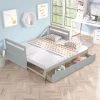 79 in. W Gray Wood Frame Twin Platform Bed with 2-Drawers by GODEER
