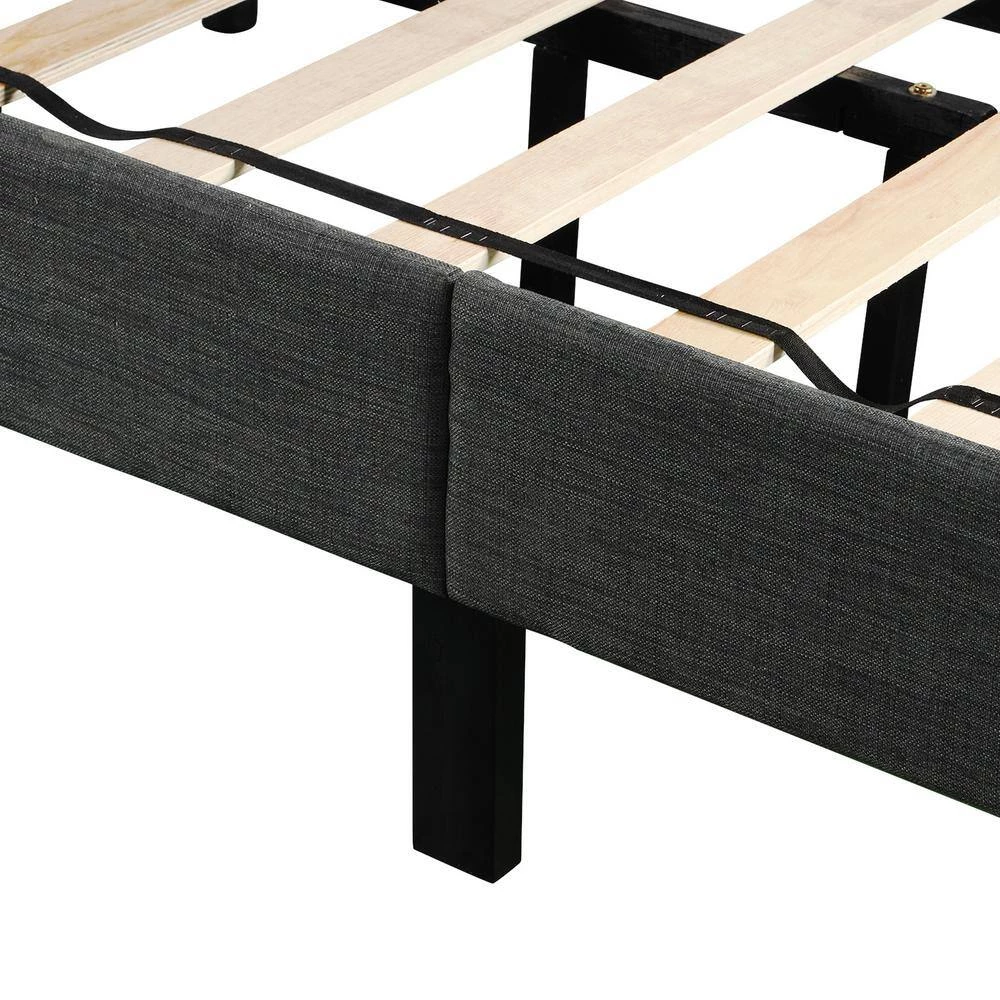 84 in. W Gray Twin Wood Frame Upholstered Button Tufted Platform Bed with Strong Wood Slat Support by GODEER - Image 6