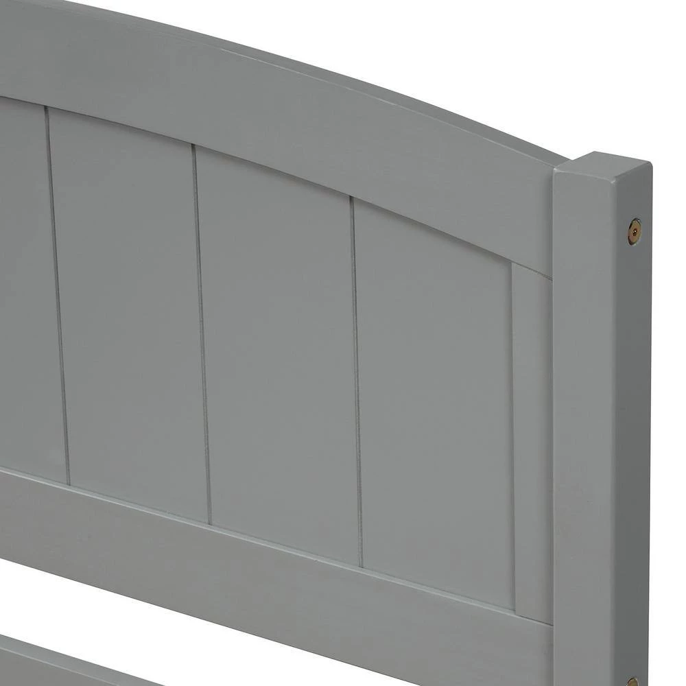 80 in. W Gray Twin Size Wood Frame Platform Bed with Trundle by GODEER - Image 9