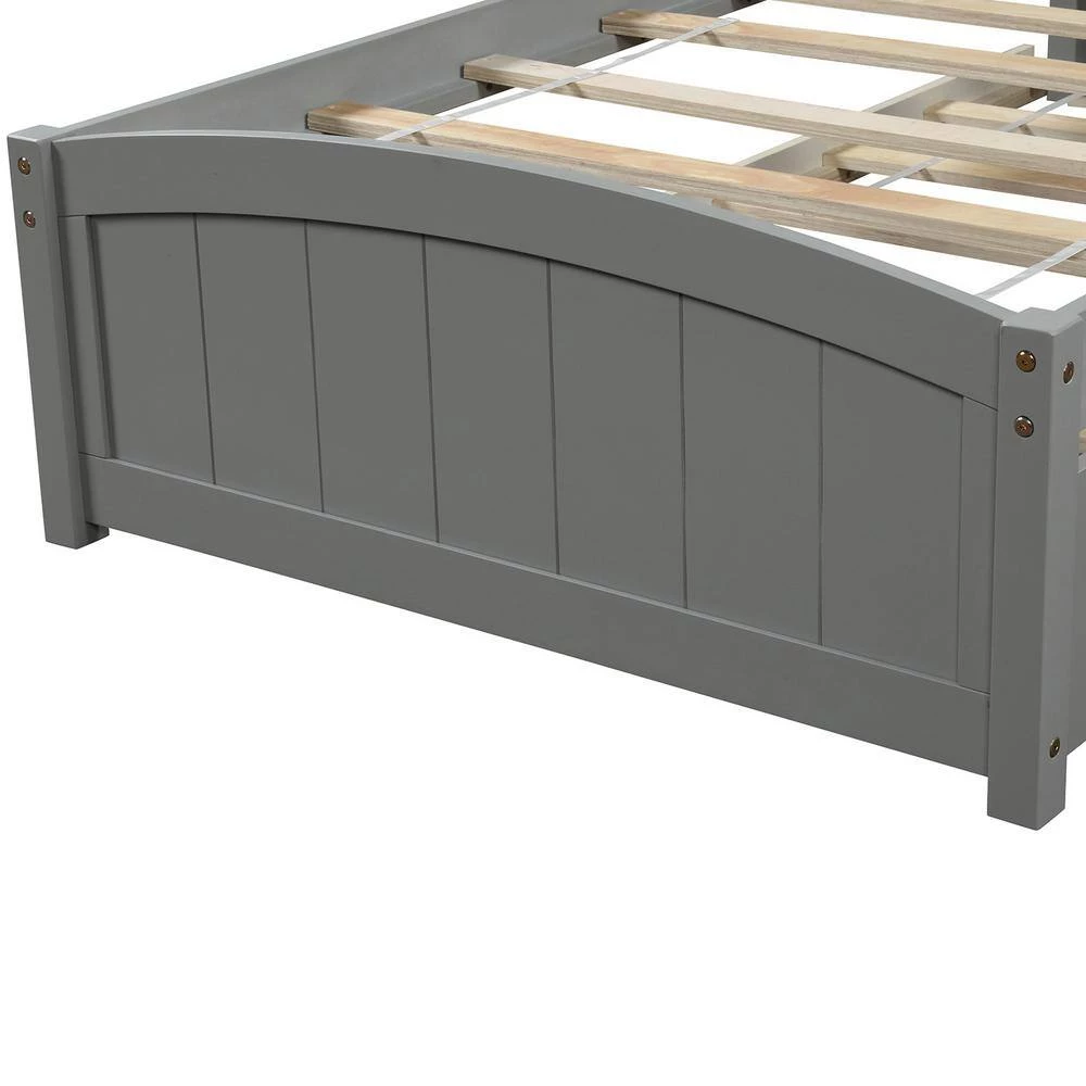 80 in. W Gray Twin Size Wood Frame Platform Bed with Trundle by GODEER - Image 7