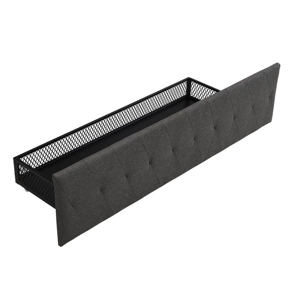 Queen Size Gray Platform Bed Metal Storage Bed with A Big-Drawer by GODEER - Image 10