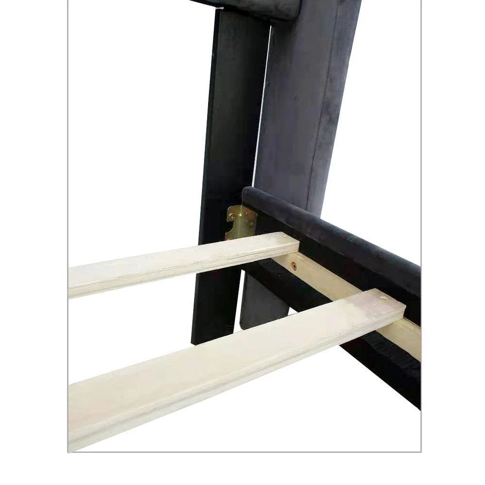 83.80 in. W Gray Velvet Wood Frame Queen Platform Bed with Wings Design by GODEER - Image 8