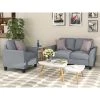 54 in. W 2-piece Linen Living Room Furniture Armrest Single Chair and Loveseat Sofa in Gray by GODEER
