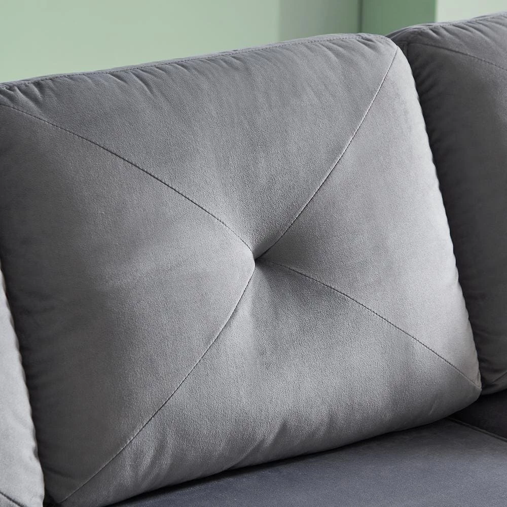 83 in. W 2-Piece Velvet Sleeper Sofa Bed Convertible Sectional Couch with Storage Chaise in Gray by GODEER - Image 11