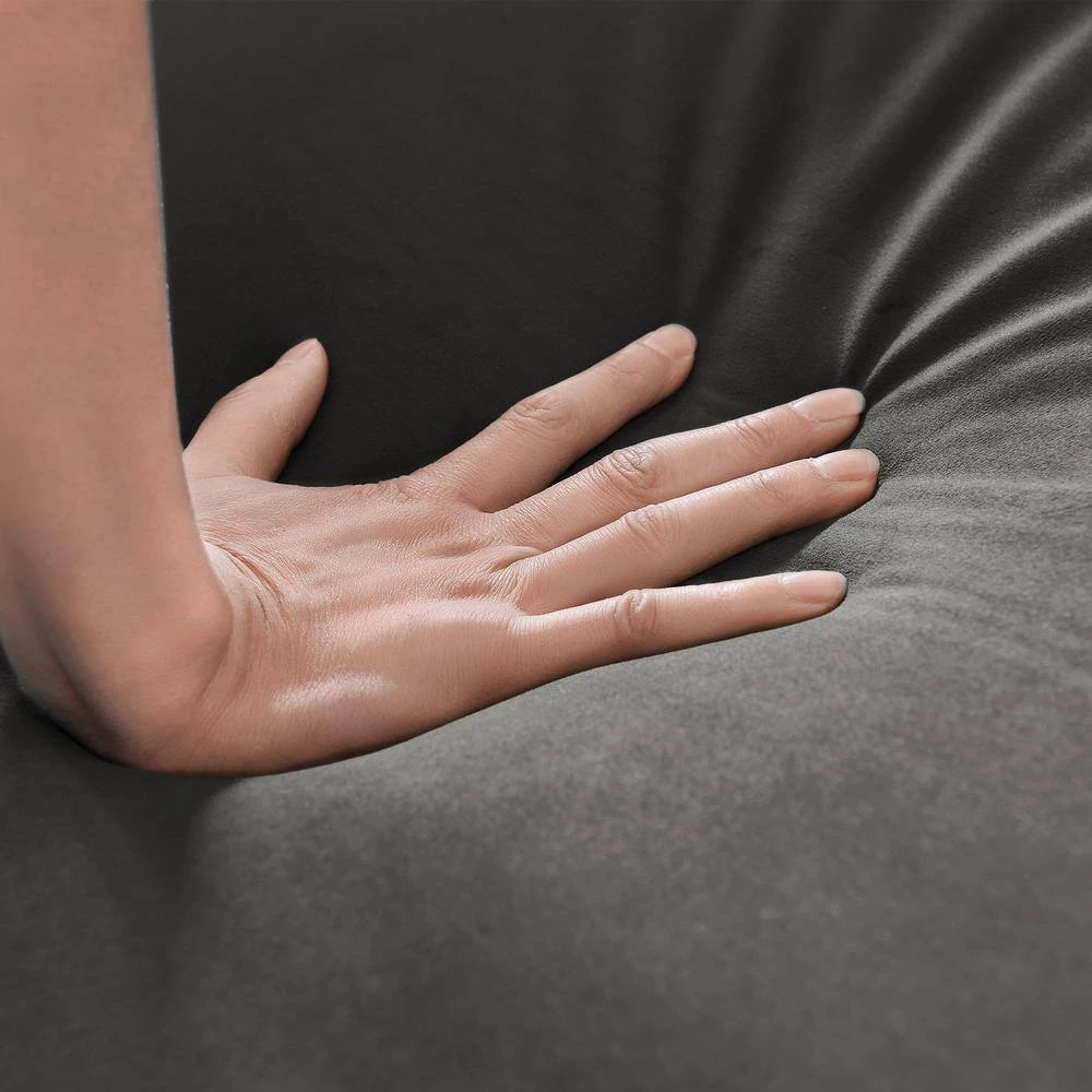 80 in. W Rolled Arm Velvet Straight 3 Seat Sofa Roll Arm Classic, 3 Pillows included in Gray by GODEER - Image 9