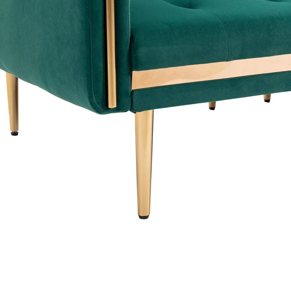 73 in. W Rolled Arm Velvet Straight Three Seat Sofa with Metal Feet in Green by GODEER - Image 7