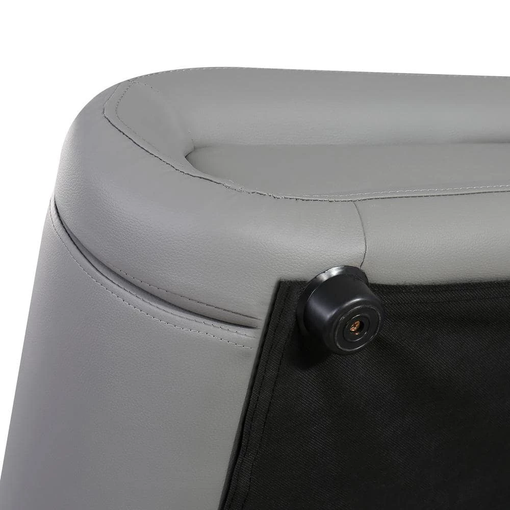 89 in. W Grey Queen Leather Metal Frame Platform Bed with a Hydraulic Storage System with LED Light by GODEER - Image 10