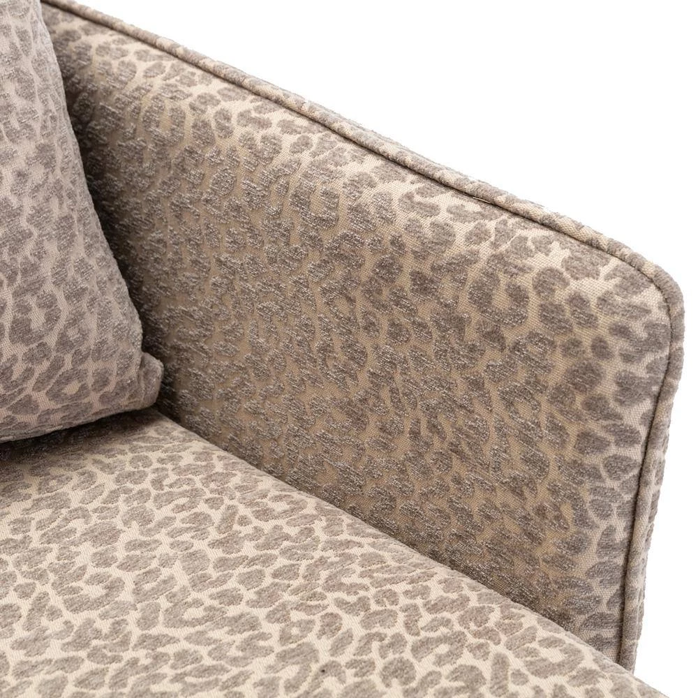 56 in. W Leopard Gray Polyester 2-Seater Loveseat with Iron Feet by GODEER - Image 8