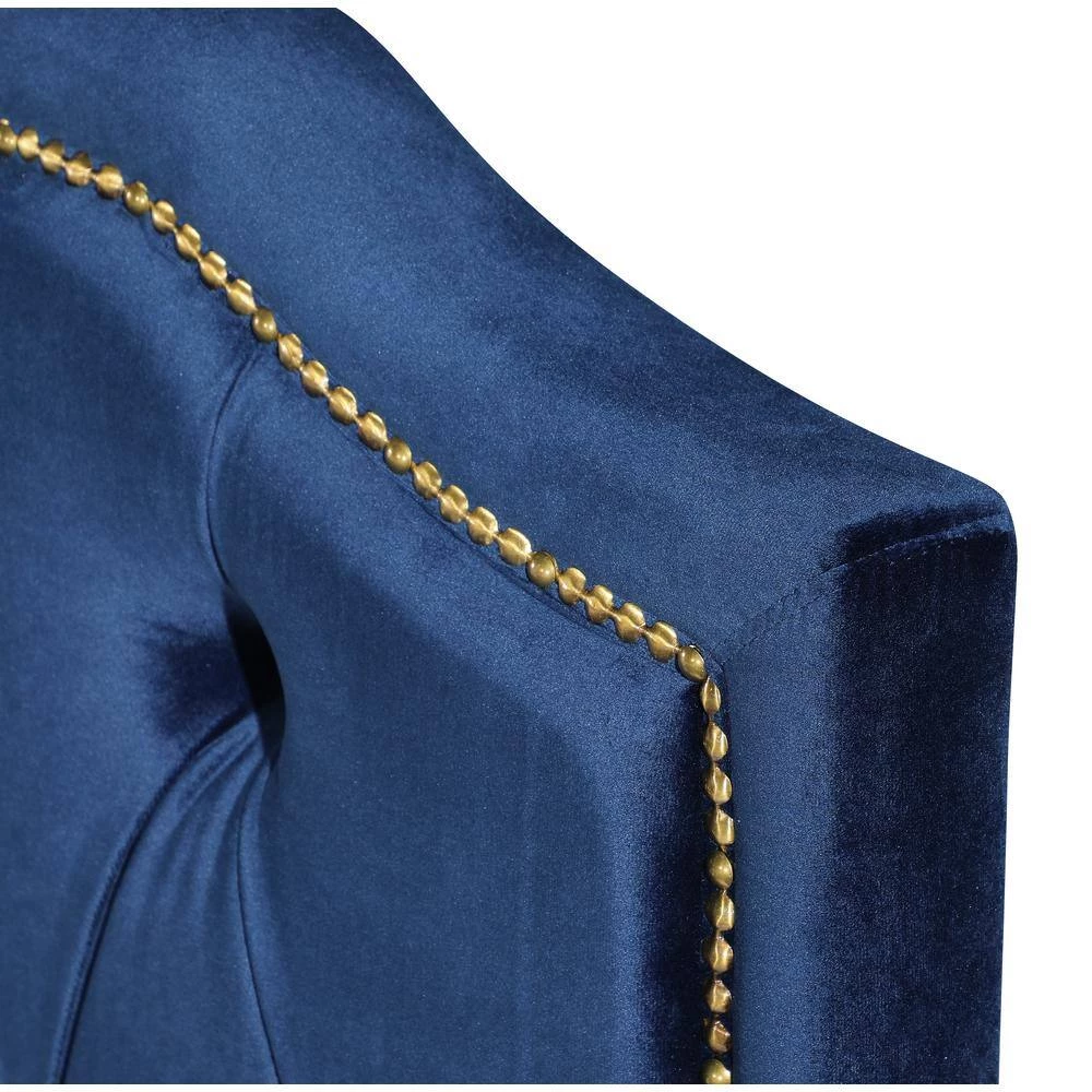 Navy Queen Size Upholstered Platform Bed Fabric Bed Frame by GODEER - Image 7