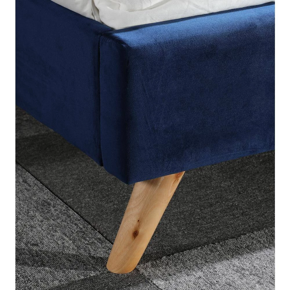 Navy Queen Size Upholstered Platform Bed Fabric Bed Frame by GODEER - Image 9