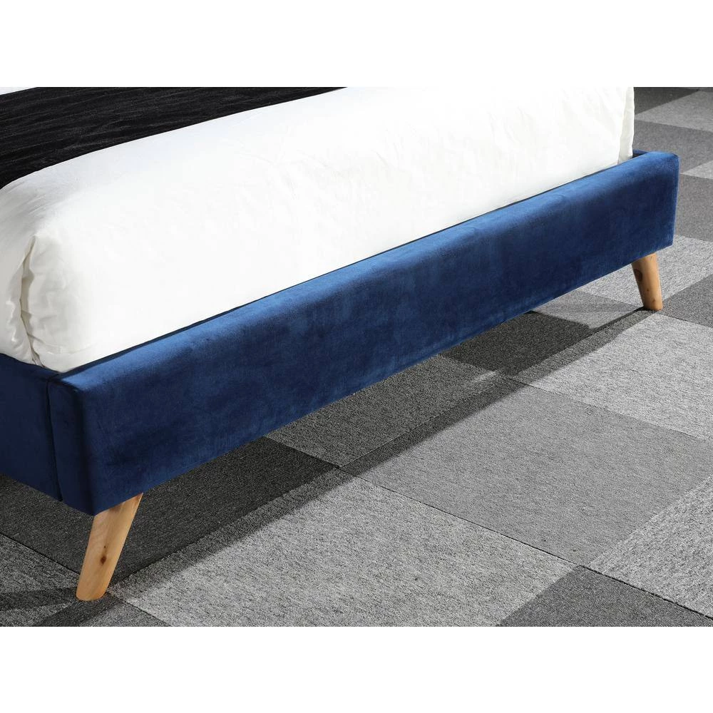 Navy Queen Size Upholstered Platform Bed Fabric Bed Frame by GODEER - Image 8