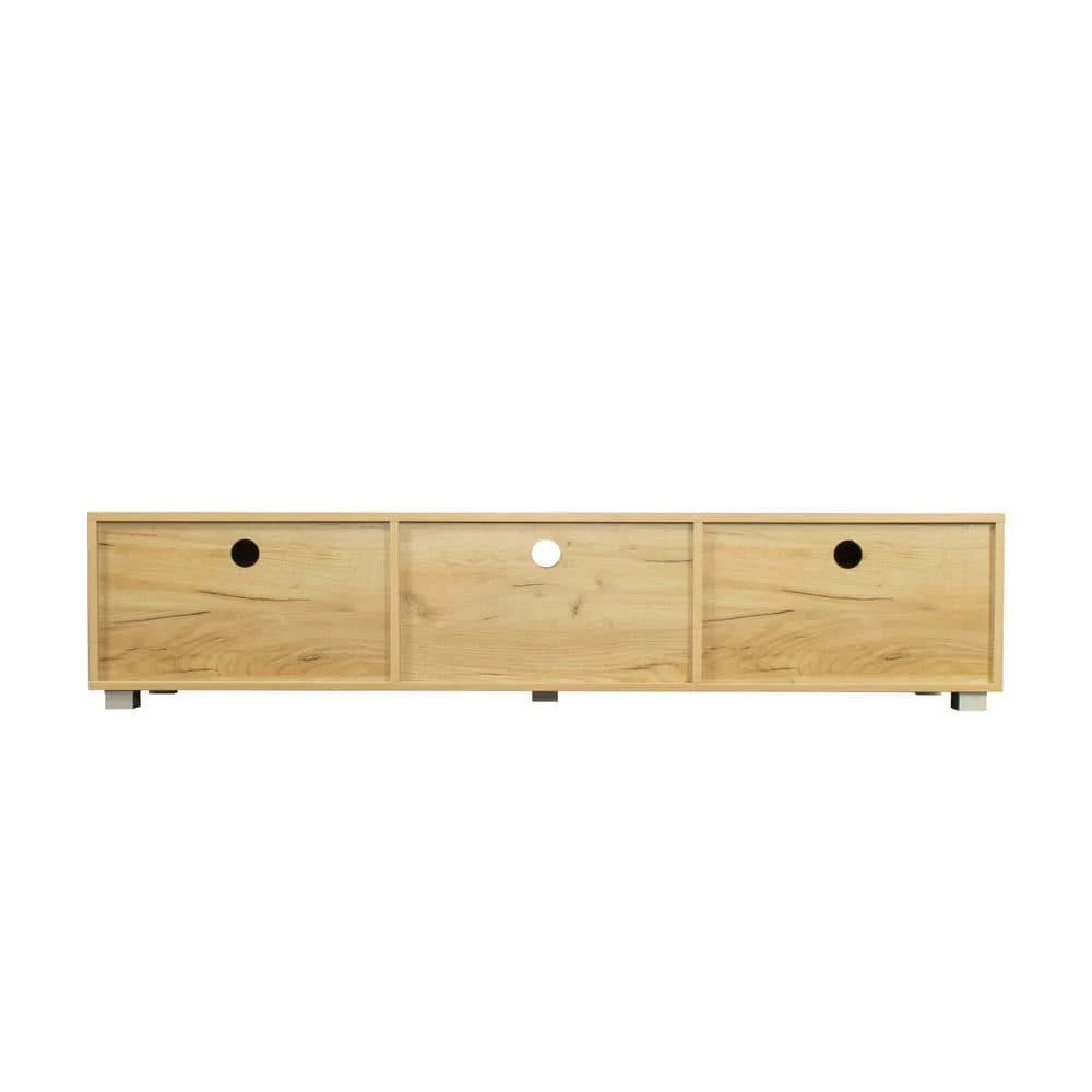 63.00 in. Oak TV Stand Fits TV's up to 70 in. with Latest Design Storage by GODEER - Image 4