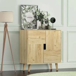 Oak Sideboard with 4-Storage Spaces by GODEER