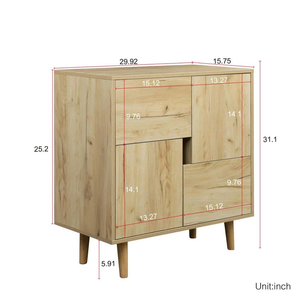 Oak Sideboard with 4-Storage Spaces by GODEER - Image 4