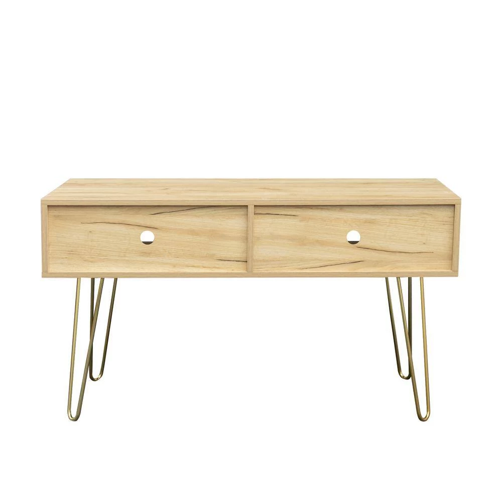 42 in. Oak TV Stand Fits TV's up to 45 in. with 2 Open Shelves and Small Ornaments by GODEER - Image 4