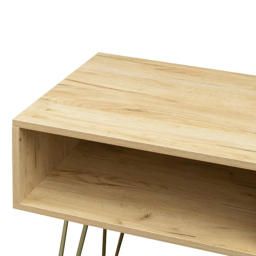 42 in. Oak TV Stand Fits TV's up to 45 in. with 2 Open Shelves and Small Ornaments by GODEER - Image 7