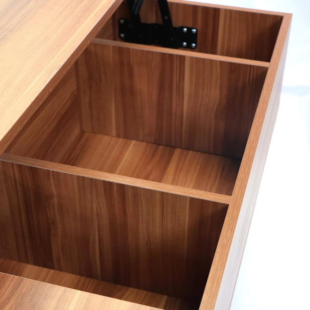 43.30 in. Rosewood Rectangle Particle Board Coffee Table, Liftable and Lowerable Table Top by GODEER - Image 9