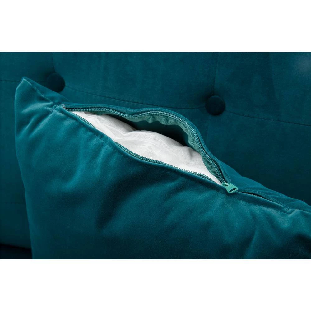 64 in. W Teal Velvet 2-Seater Loveseat with Rose Gold Metal Feet by GODEER - Image 8