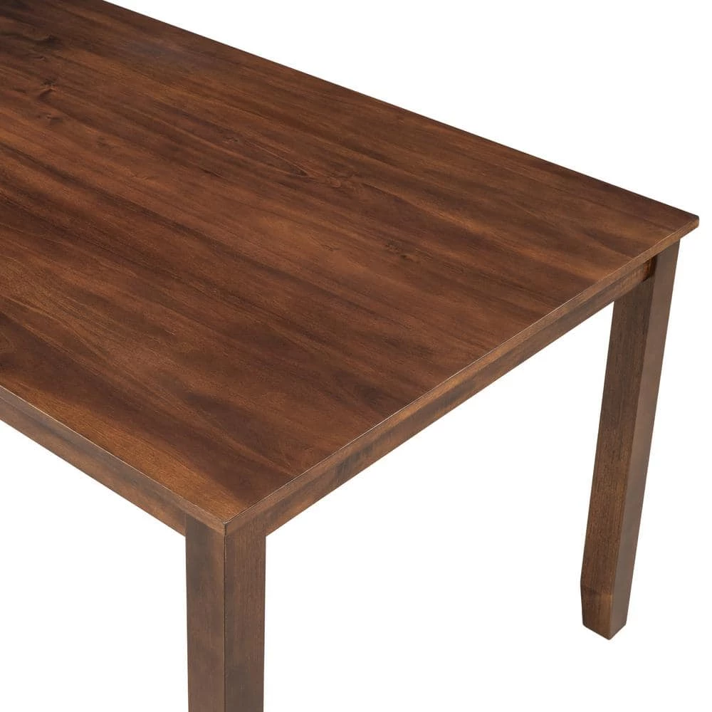 6-Piece Wood Top Walnut Kitchen Simple Wooden Dining Table and Chair with Bench, PU Cushion by GODEER - Image 6