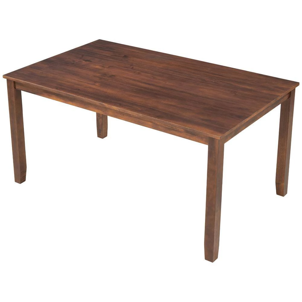 6-Piece Wood Top Walnut Kitchen Simple Wooden Dining Table and Chair with Bench, PU Cushion by GODEER - Image 5