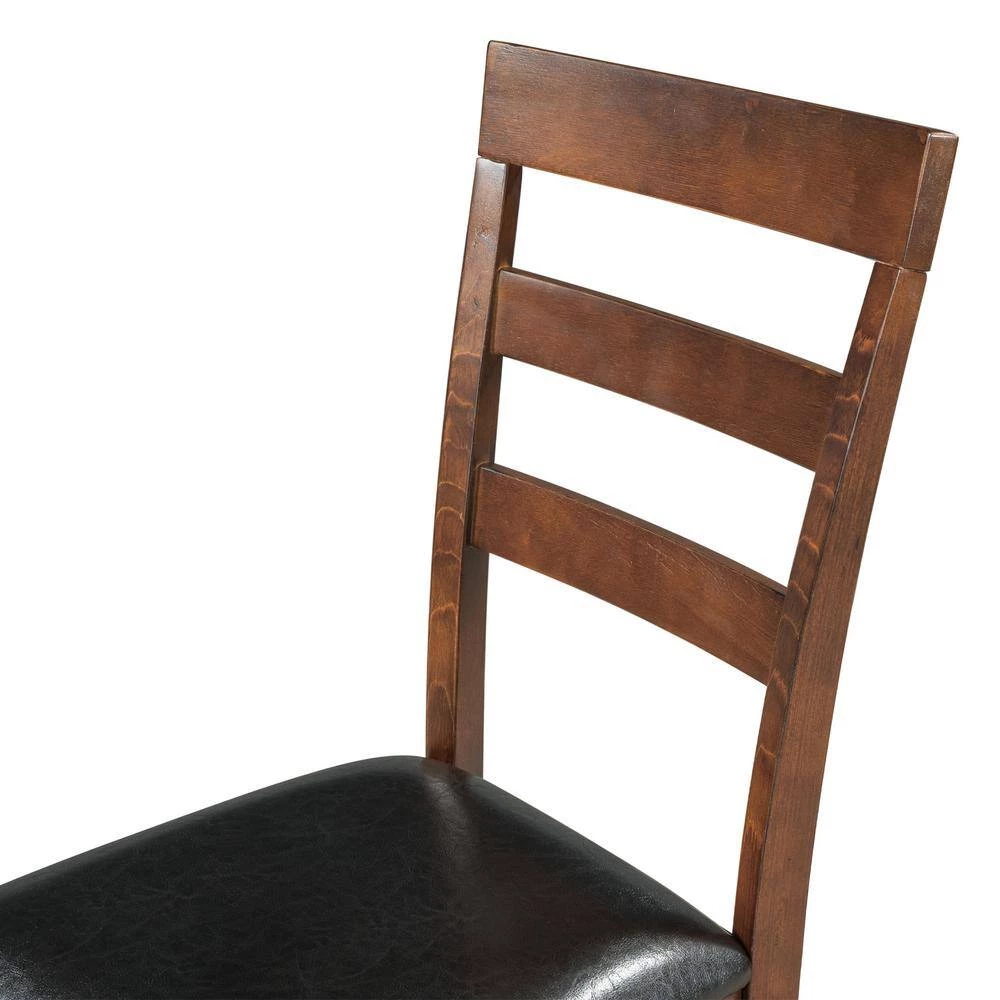 6-Piece Wood Top Walnut Kitchen Simple Wooden Dining Table and Chair with Bench, PU Cushion by GODEER - Image 9