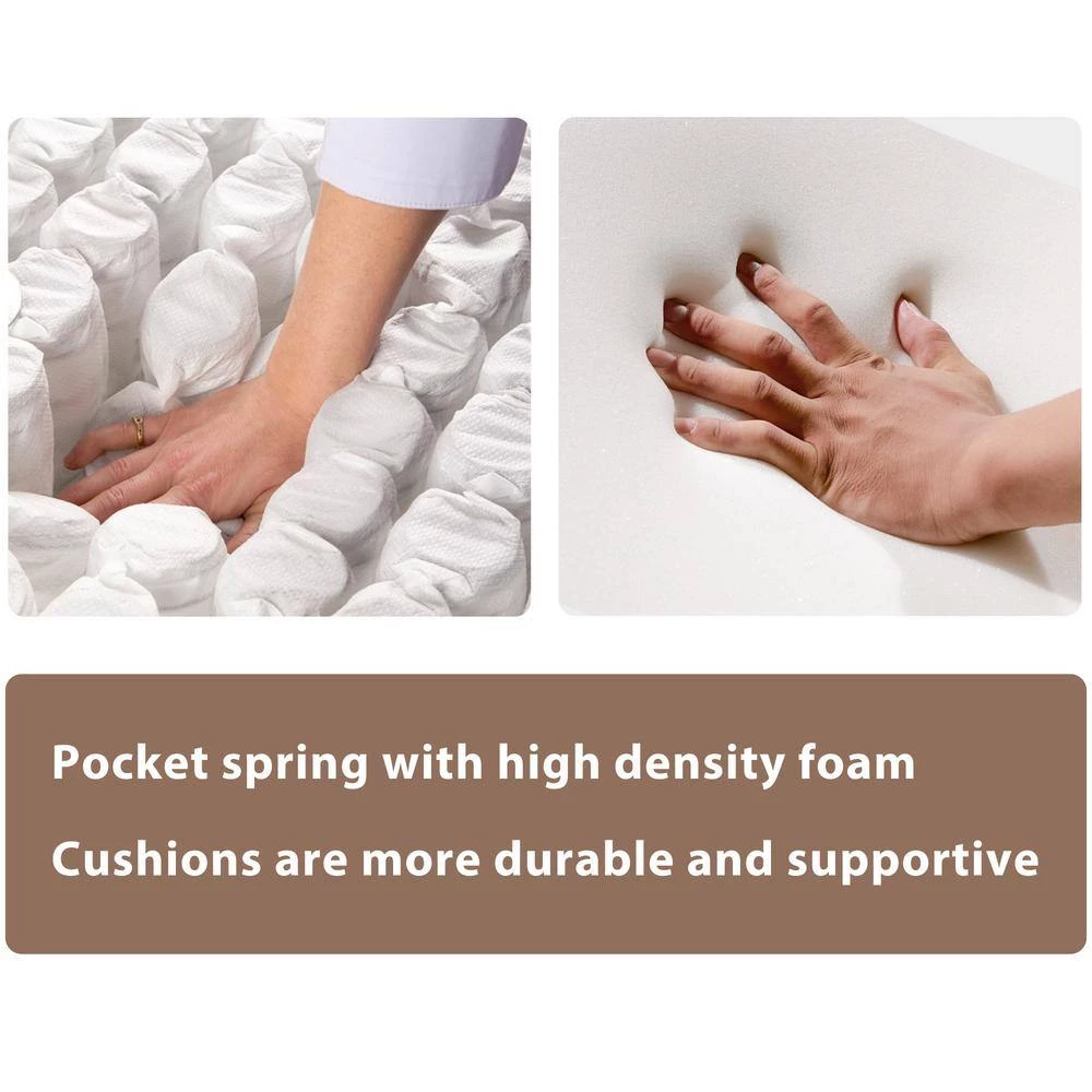 Warm Gray Deep Tufted Upholstered Textured Fabric Chaise Lounge Toss Pillow Included by GODEER - Image 11