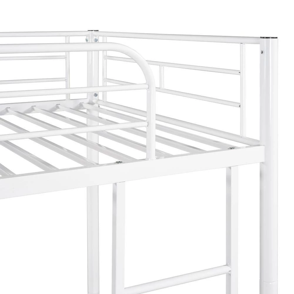 White Twin over Twin Metal Bunk Bed by GODEER - Image 9