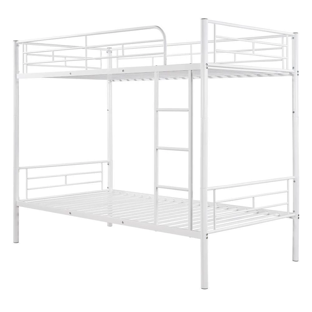 White Twin over Twin Metal Bunk Bed by GODEER - Image 3