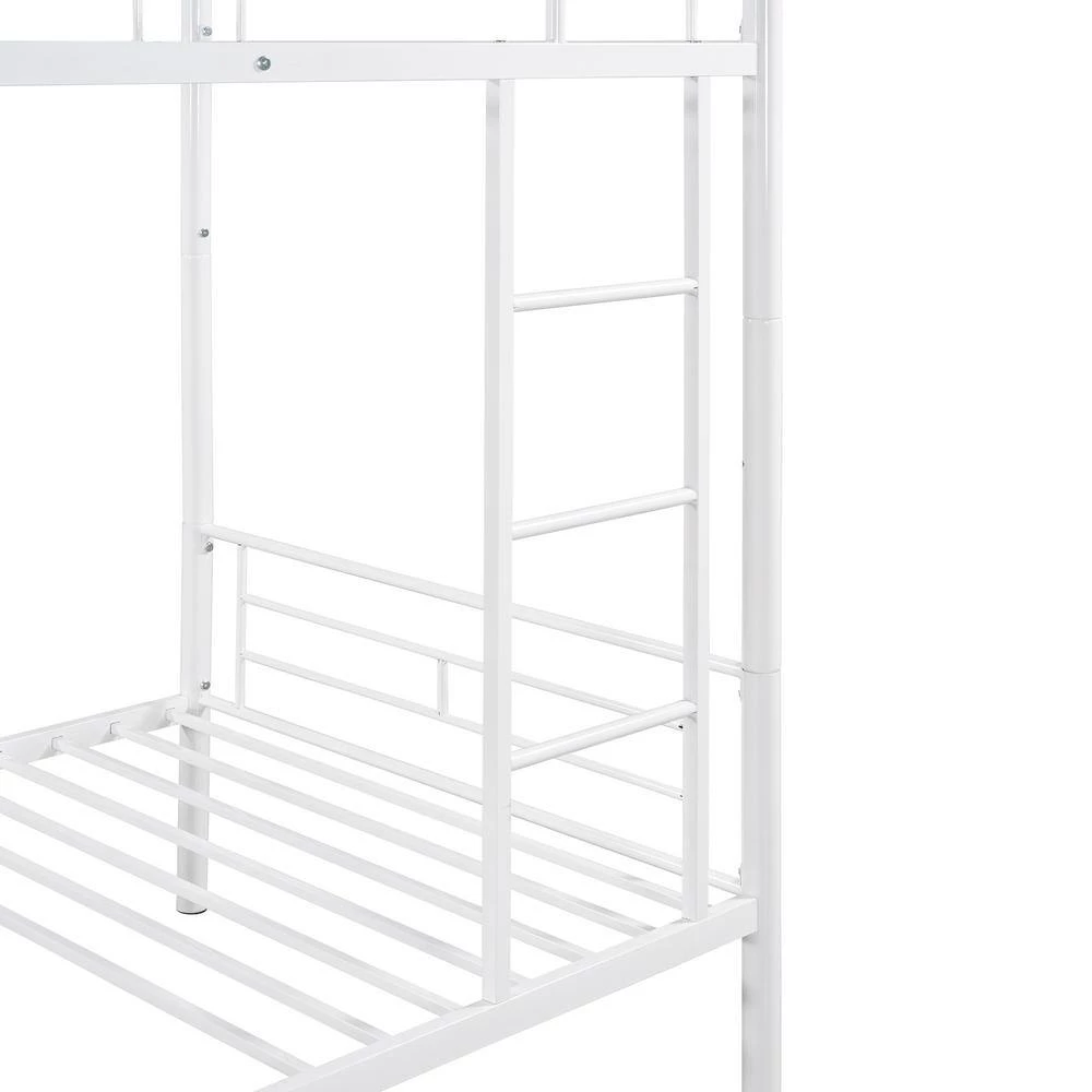 White Twin over Twin Metal Bunk Bed by GODEER - Image 8