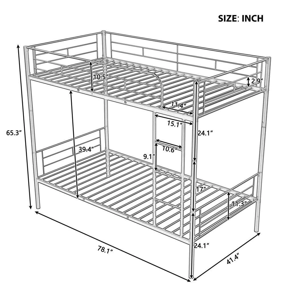 White Twin over Twin Metal Bunk Bed by GODEER - Image 5