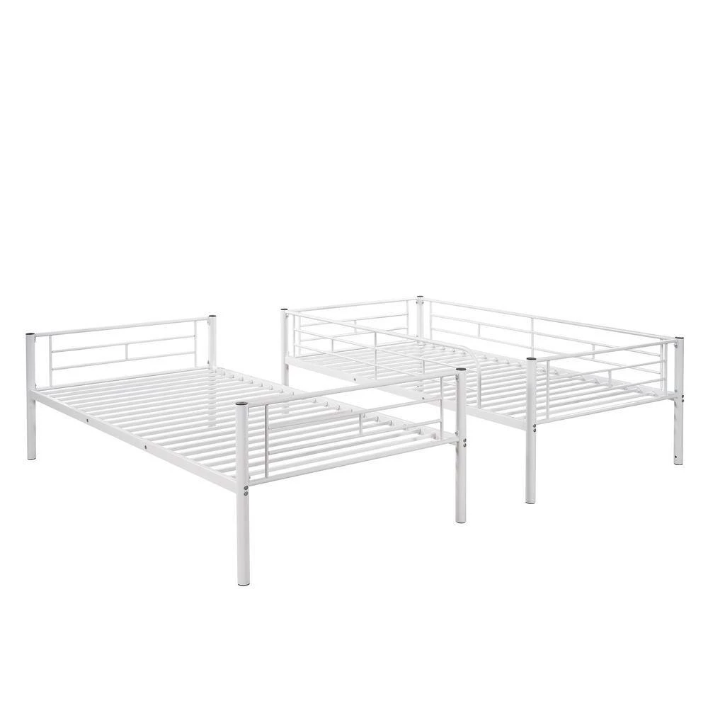 White Twin over Twin Metal Bunk Bed by GODEER - Image 4