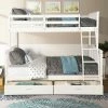 White Twin-Over-Full Bunk Bed with Ladders and 2 Storage Drawers by GODEER